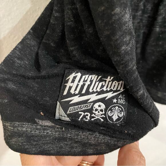 Affliction Black Lightweight Long Sleeve Burnout Tee Sz M - Picture 5 of 11